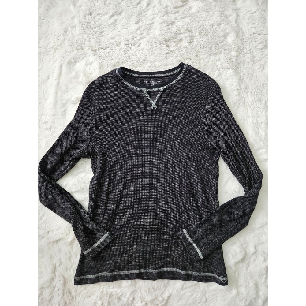 No Boundaries Men L Waffle Knit Thermal Shirt Contrast Stitch Y2K Grunge